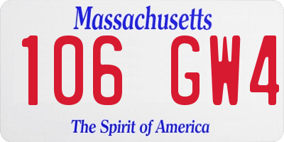 MA license plate 106GW4