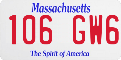 MA license plate 106GW6