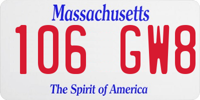 MA license plate 106GW8