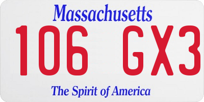 MA license plate 106GX3
