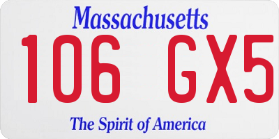 MA license plate 106GX5