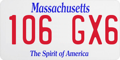 MA license plate 106GX6