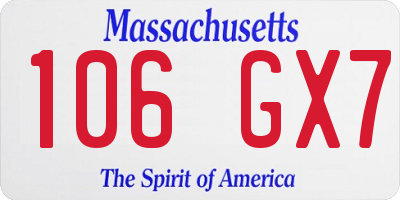 MA license plate 106GX7