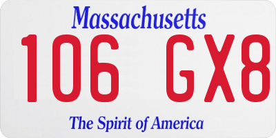 MA license plate 106GX8
