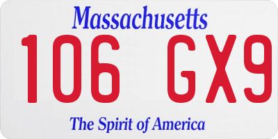 MA license plate 106GX9