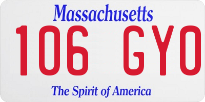 MA license plate 106GY0