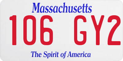 MA license plate 106GY2