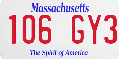 MA license plate 106GY3