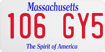 MA license plate 106GY5