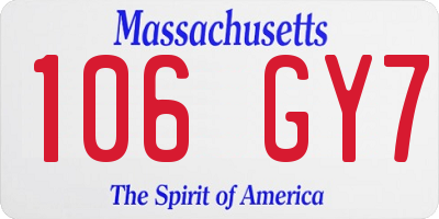 MA license plate 106GY7