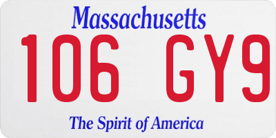 MA license plate 106GY9
