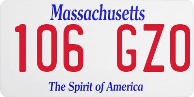 MA license plate 106GZ0