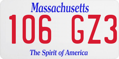 MA license plate 106GZ3