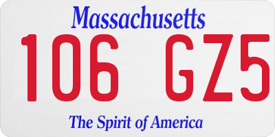 MA license plate 106GZ5