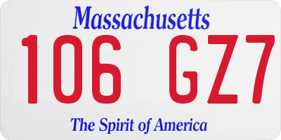 MA license plate 106GZ7