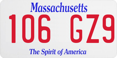 MA license plate 106GZ9