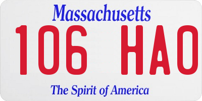 MA license plate 106HA0