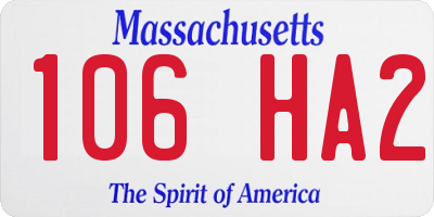 MA license plate 106HA2