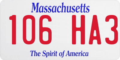 MA license plate 106HA3