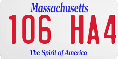 MA license plate 106HA4