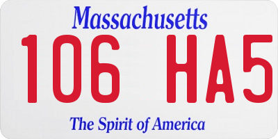 MA license plate 106HA5