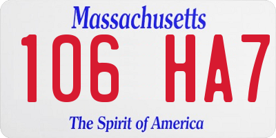 MA license plate 106HA7