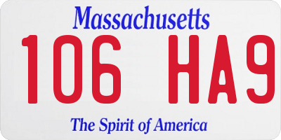 MA license plate 106HA9