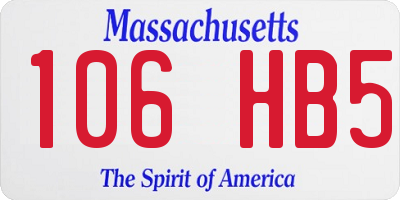 MA license plate 106HB5