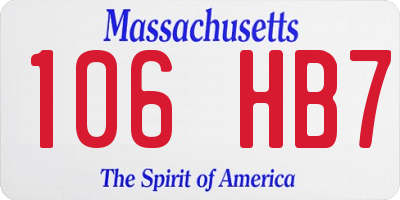 MA license plate 106HB7