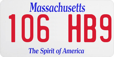MA license plate 106HB9