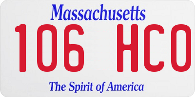 MA license plate 106HC0