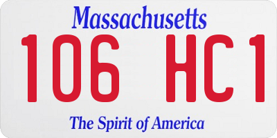 MA license plate 106HC1