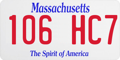 MA license plate 106HC7