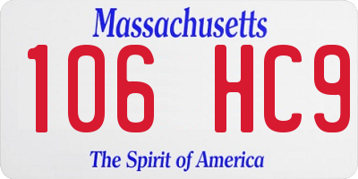 MA license plate 106HC9