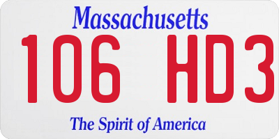 MA license plate 106HD3