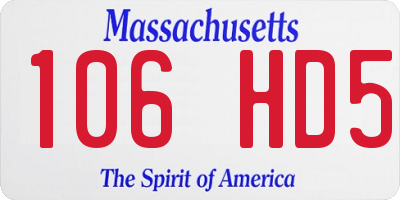 MA license plate 106HD5