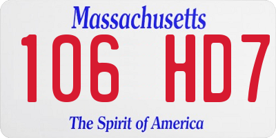 MA license plate 106HD7