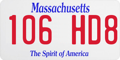 MA license plate 106HD8