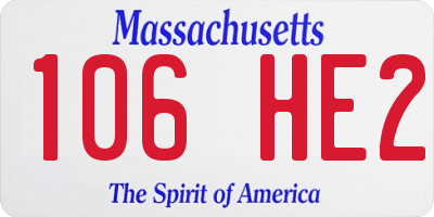 MA license plate 106HE2