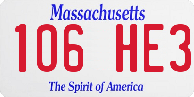 MA license plate 106HE3
