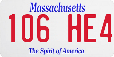 MA license plate 106HE4