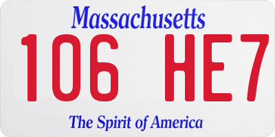 MA license plate 106HE7