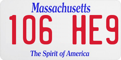 MA license plate 106HE9