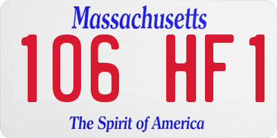 MA license plate 106HF1