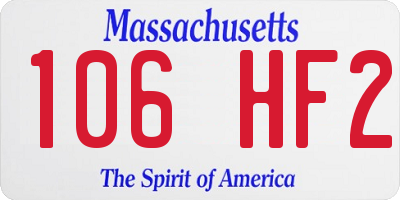 MA license plate 106HF2
