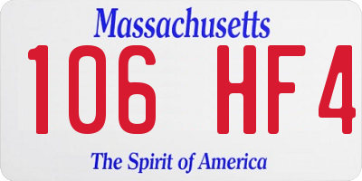 MA license plate 106HF4