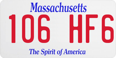 MA license plate 106HF6