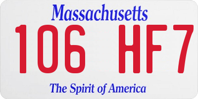 MA license plate 106HF7
