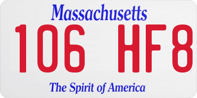 MA license plate 106HF8