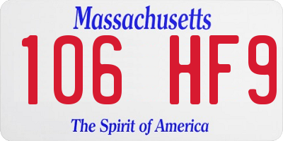 MA license plate 106HF9